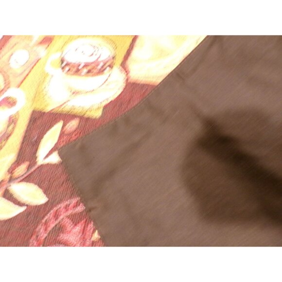 Vtg Coffee-Themed Tapestry Table Runner 13x54" Espresso Cafe Brown/Yellow/Red - Picture 8 of 8